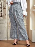  Drawstring Elegant Multicolor Plus Size Pants 9174