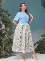 Floral Lettuce Trim Regular Fit Plus Size Co-Ords 301