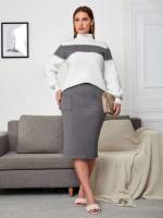  Regular Fit Pocket Elegant Plus Size Knitwear 6218