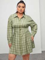 Multicolor Collar Regular Fit Casual Plus Size Dresses 9289