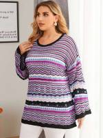  Regular Fit Long Sleeve Plus Size Knitwear 5766