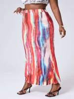  All Over Print Elegant Plus Size Skirts 7069