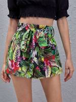 Belted Loose Tropical Women Clothing 997