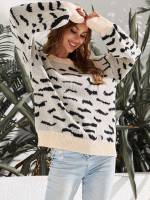  Long Sleeve All Over Print Casual Women Knitwear 313