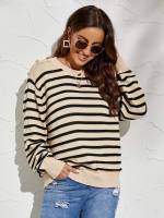  Regular Fit Striped Long Sleeve Women Clothing 946