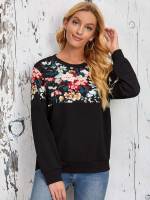 Regular Round Neck Casual Women Sweatshirts 863