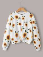 Twist Regular Floral Long Sleeve Women Clothing 7519