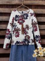 Floral Long Sleeve Casual Women T-Shirts 973