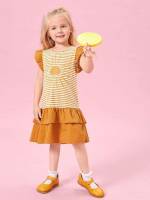 Round Neck Regular Fit Cute Toddler Girl Dresses 7602