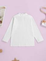 Plain Long Sleeve Casual Stand Collar Toddler Girls Tops 7533