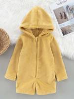 Casual Plain Regular Fit Hooded Toddler Girls Clothing 6696