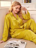   Button Front Plus Size Pajama Sets 298