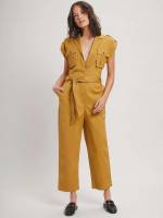 Mustard Yellow Plain Casual Women Jumpsuits 207