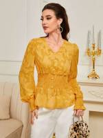  Regular V neck Women Blouses 7710