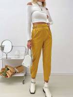 Regular Fit  Mustard Yellow Women Bottoms 8572