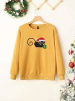 Regular Fit Round Neck Regular Casual Plus Size Sweatshirts 920