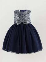 Sleeveless Glamorous Navy Blue Round Neck Baby Clothing 5176