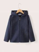 Navy Blue Casual Regular Zipper Boys Overcoats 5894