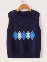 Sleeveless Round Neck Navy Blue Boys Clothing 9212