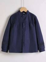 Regular Navy Blue Casual Girls Blouses 6994