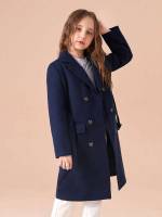  Navy Blue Belted Knee Length Girls Clothing 4528