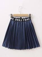 Short Pleated Navy Blue Kids Clothing 5382