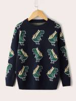 Navy Blue Long Sleeve Round Neck Boys Knitwear 1818