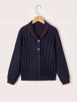 Long Sleeve V neck Navy Blue Boys Knitwear 676