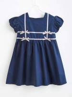 Bow Navy Blue Loose Kids Clothing 407