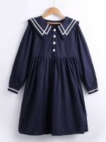  Long Sleeve Loose Navy Blue Girls Clothing 9511