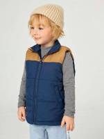 Navy Blue Sleeveless Colorblock Toddler Boys Clothing 8819