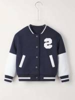 Regular Pocket Baseball Collar Toddler Boys Outerwear 2329