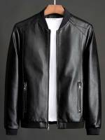  Baseball Collar Plain Regular Fit Men Jackets 3672