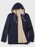 Casual Navy Blue Hooded Regular Fit Men Clothing 5607