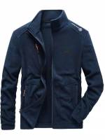 Casual Stand Collar Navy Blue Regular Fit Men Coats 867