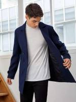 Plain Work Navy Blue Men Clothing 3707