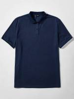  Contrast Binding Navy Blue Men Tops 2983