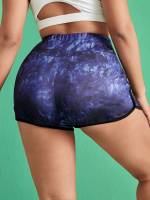 Regular Fit Navy Blue Sporty Contrast Binding Plus Size Shorts 271