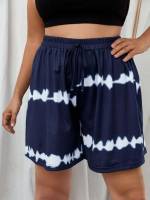  Knot Tie Dye Casual Plus Size Shorts 580