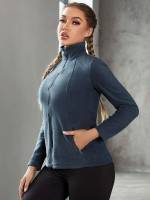 Long Sleeve Stand Collar  Women Activewear 8491