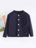 Casual Navy Blue Button Front Kids Clothing 2391