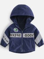 Regular Navy Blue Zipper Regular Fit Toddler Boy Jackets 9715