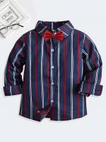 Bow Front Long Sleeve Striped Regular Fit Kids Clothing 1412