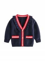 Striped Preppy Long Sleeve Button Toddler Girls Clothing 6297