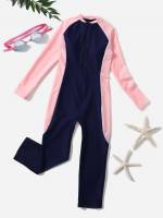  Navy Blue Zipper Toddler Girl One-Pieces 8205