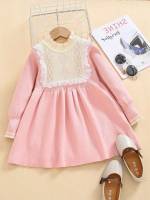 Long Sleeve Short Stand Collar Colorblock Toddler Girls Clothing 705