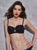 Navy Blue Romantic Plain Women Lingerie 781