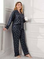  Cute Navy Blue Plus Size Pajama Sets 723