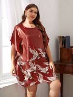 Short Sleeve  Elegant Women Plus Sleep  Lounge 2871