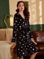 Navy Blue Long Sleeve  Underwear  Sleepwear 6164